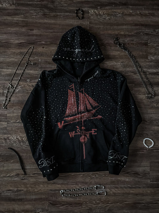 Rhinestone Navigator Zip Up